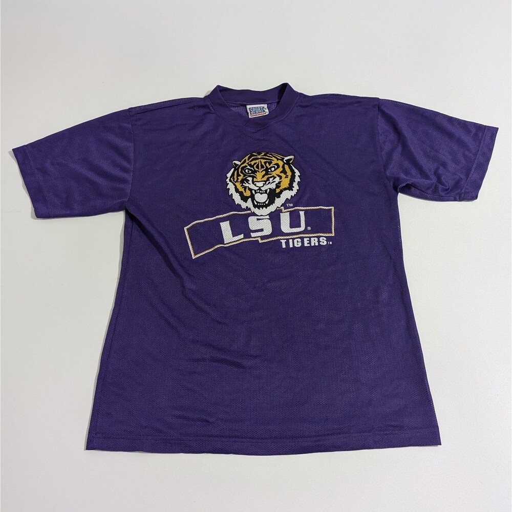 Sport Attack LSU T-shirt Large Purple 90s Mesh Jersey Graphic Tigers